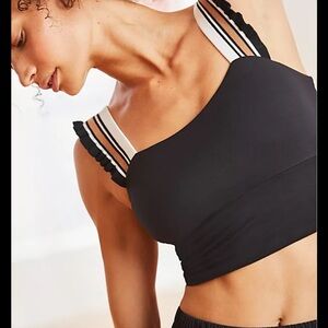 Free People Black Sports Bra with White Straps